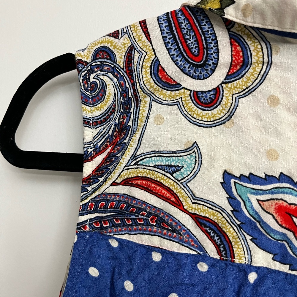 Chico's Multicolored Paisley and Floral Print Sleeveless Button Down Blouse - Picture 13 of 14